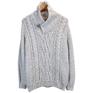 Paulo Mondo Italy Wool Blend Cable Knit Shawl Collar Sweater XL Old Money Casual